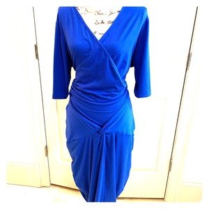 Fitted high-low cobalt blue dress